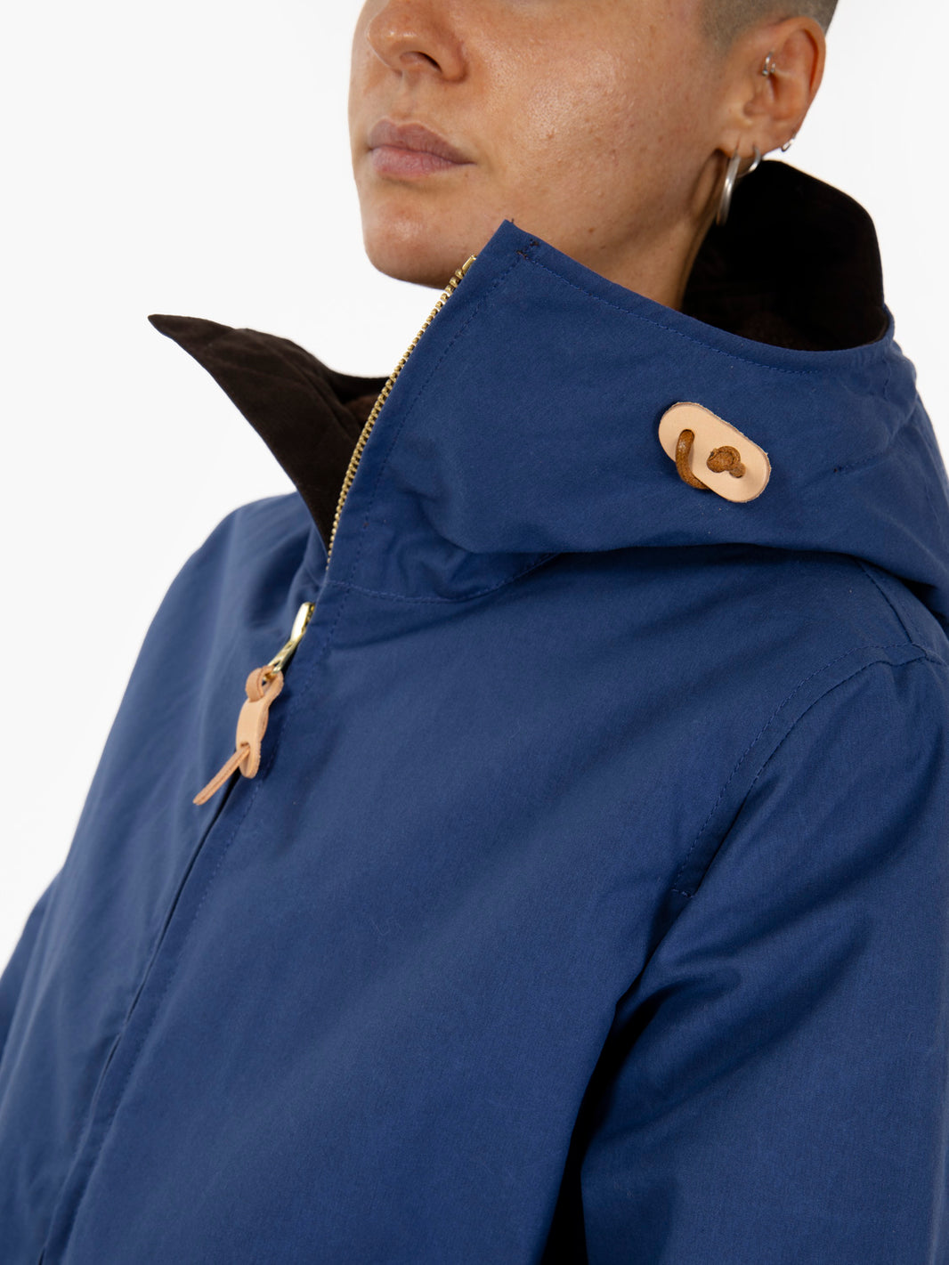 Woman blazer coat with hood cobalt