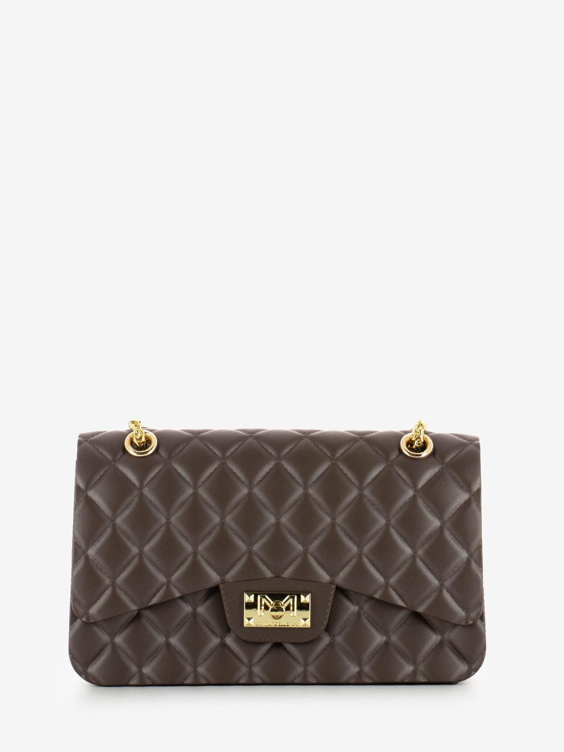 Borsa in gomma trapuntata Falcon cocoa / light gold