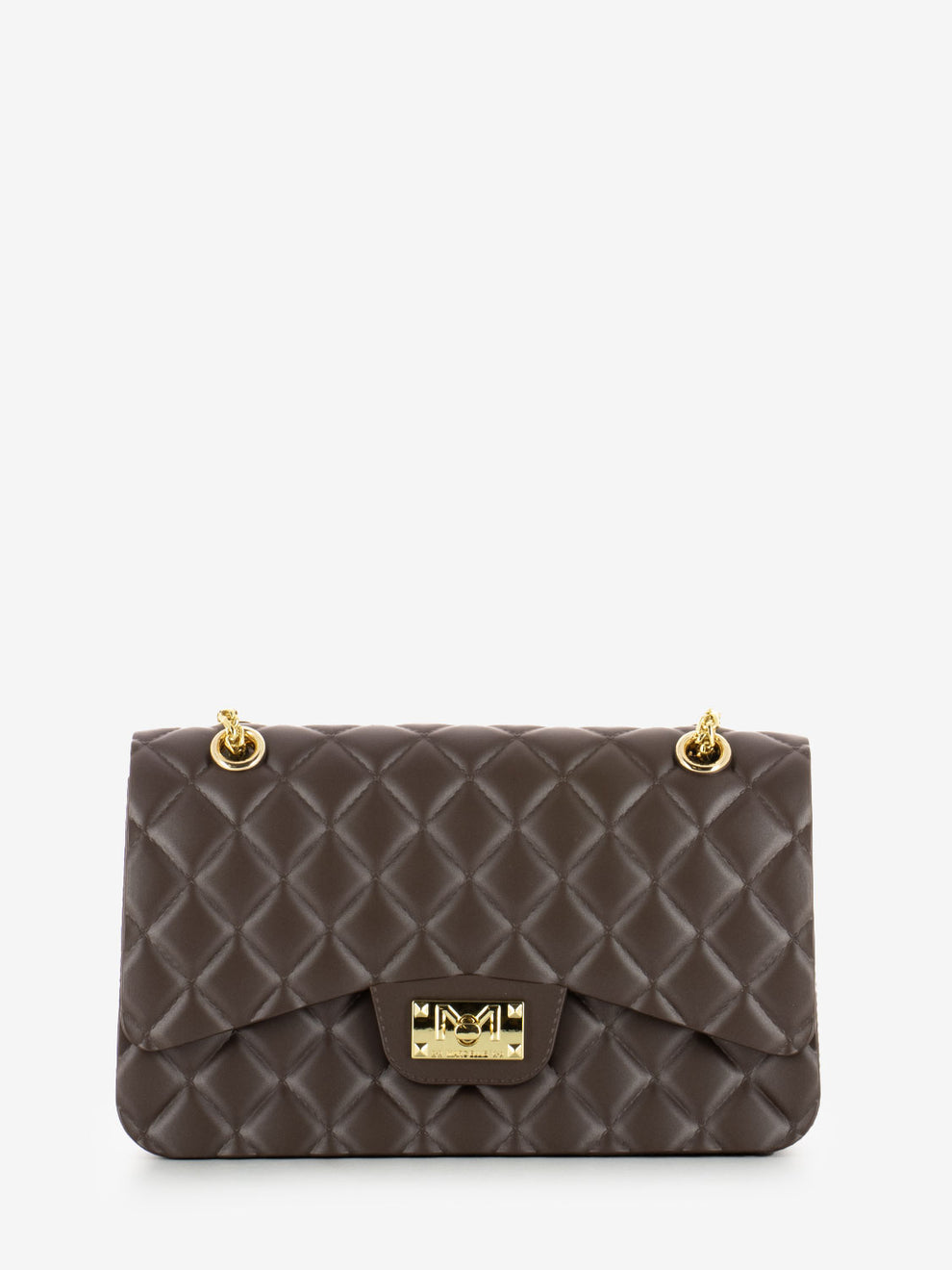 Borsa in gomma trapuntata Falcon cocoa / light gold