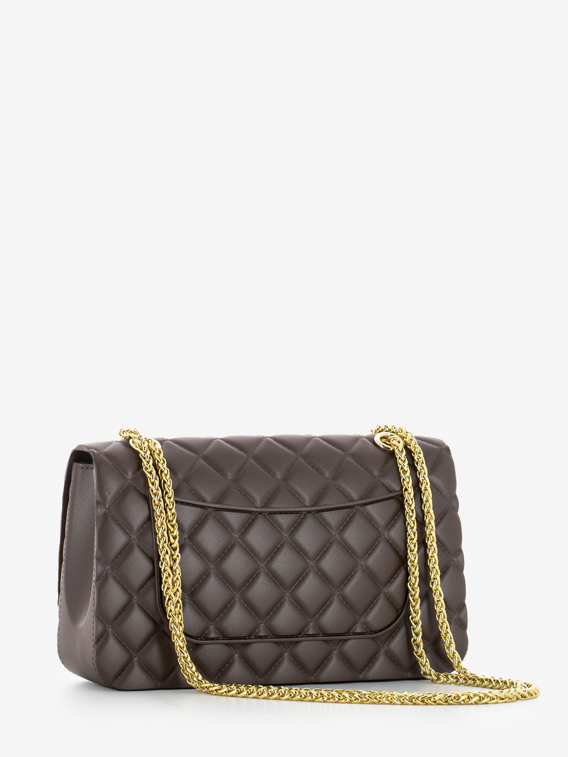Borsa in gomma trapuntata Falcon cocoa / light gold