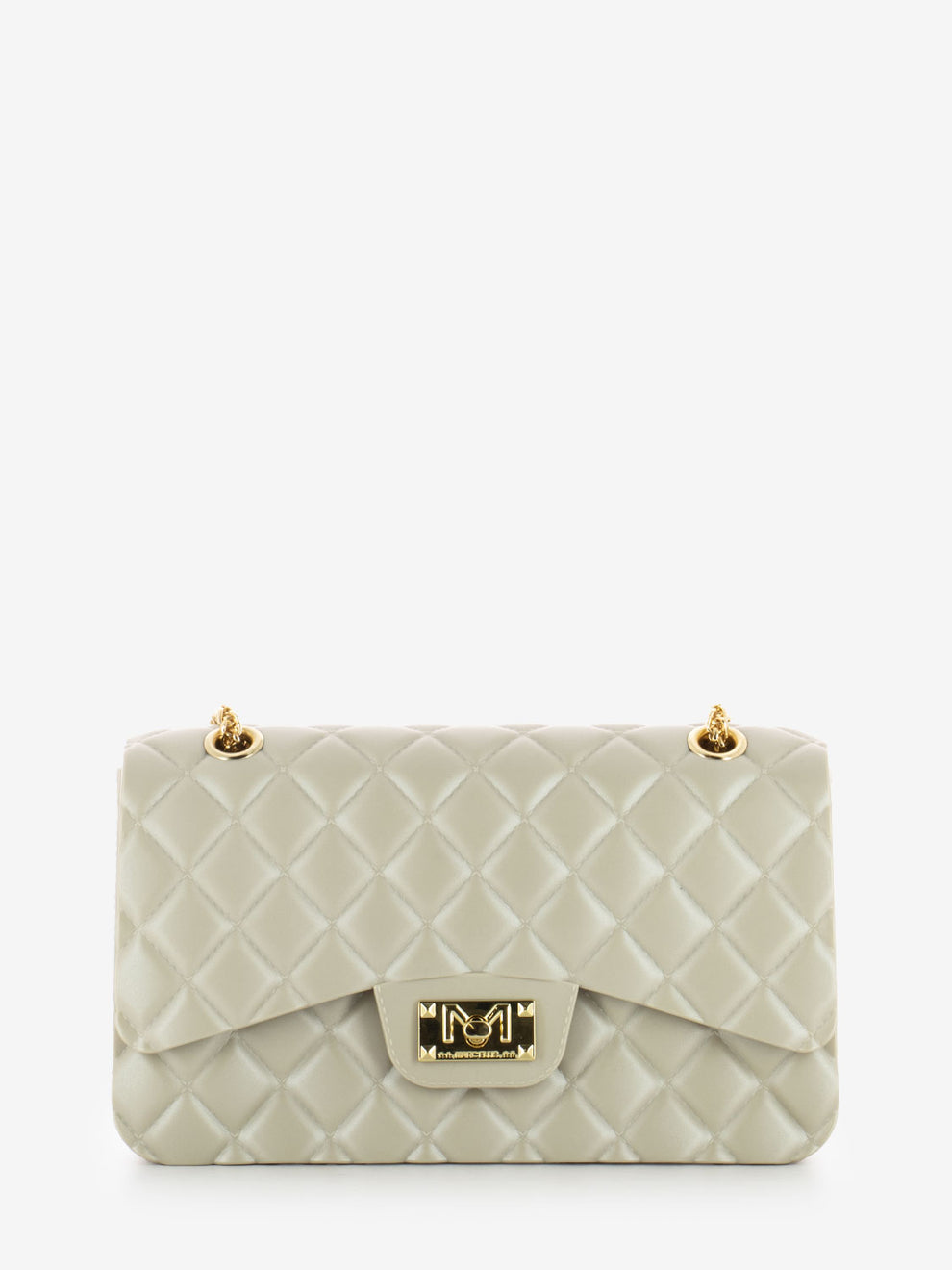 Borsa in gomma trapuntata Falcon taupe / light gold
