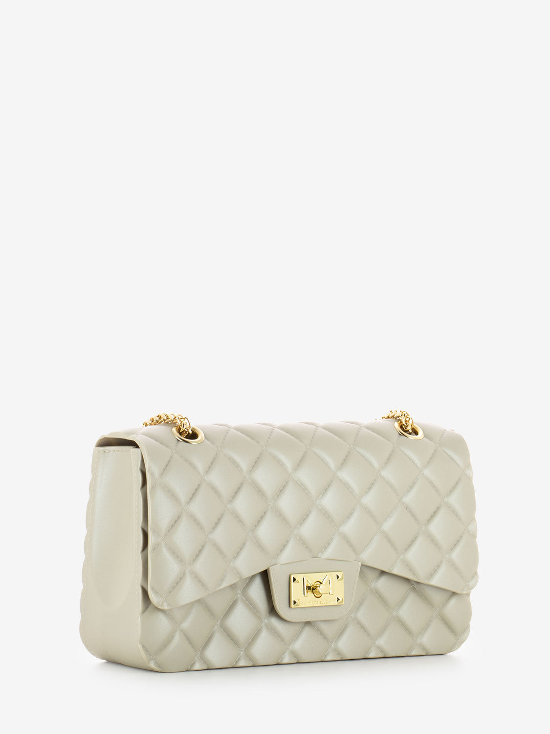 Borsa in gomma trapuntata Falcon taupe / light gold