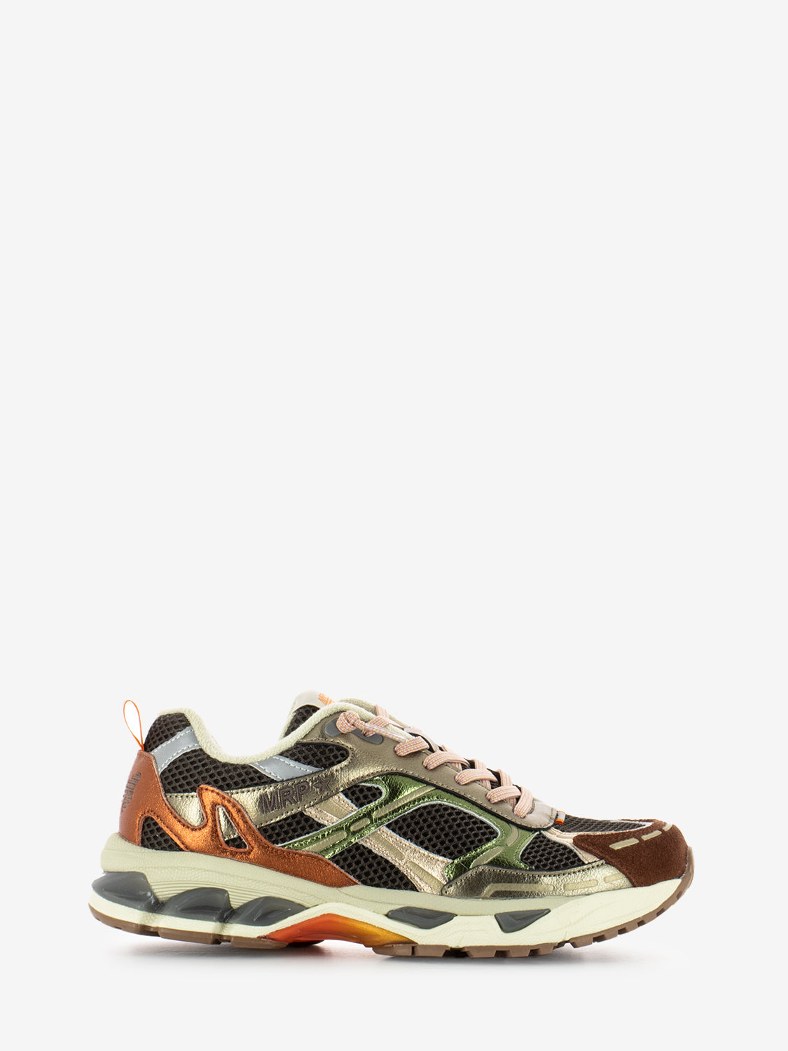 Combi leather and mesh safari sneakers