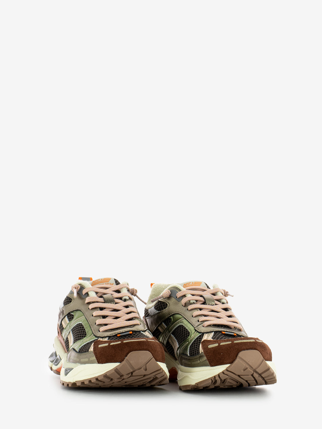 Combi leather and mesh safari sneakers