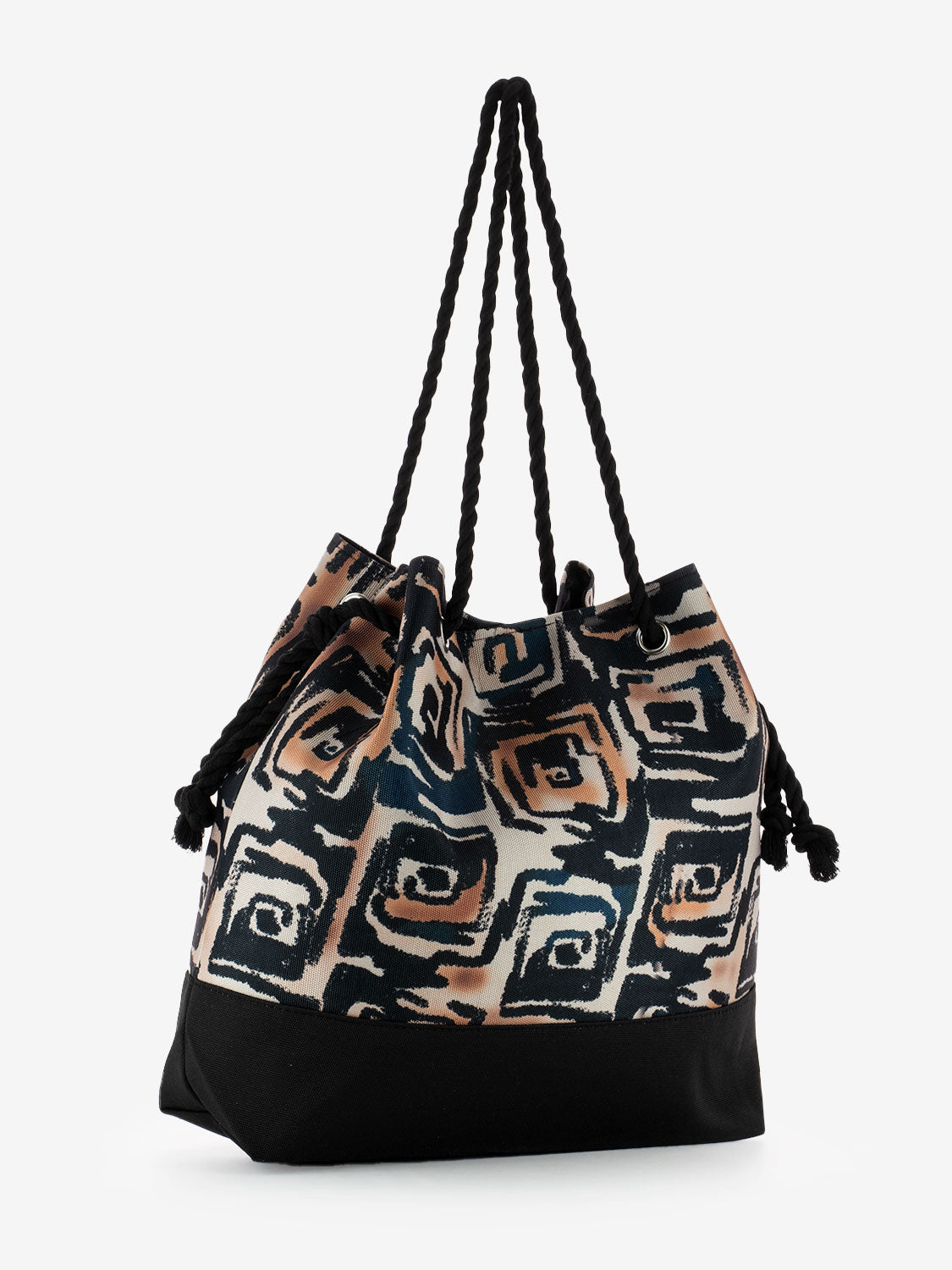 Black patterned beach bag