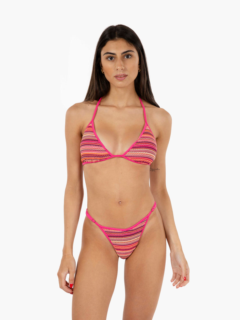 ME-FUI - Bikini in maglia a righe fuxia