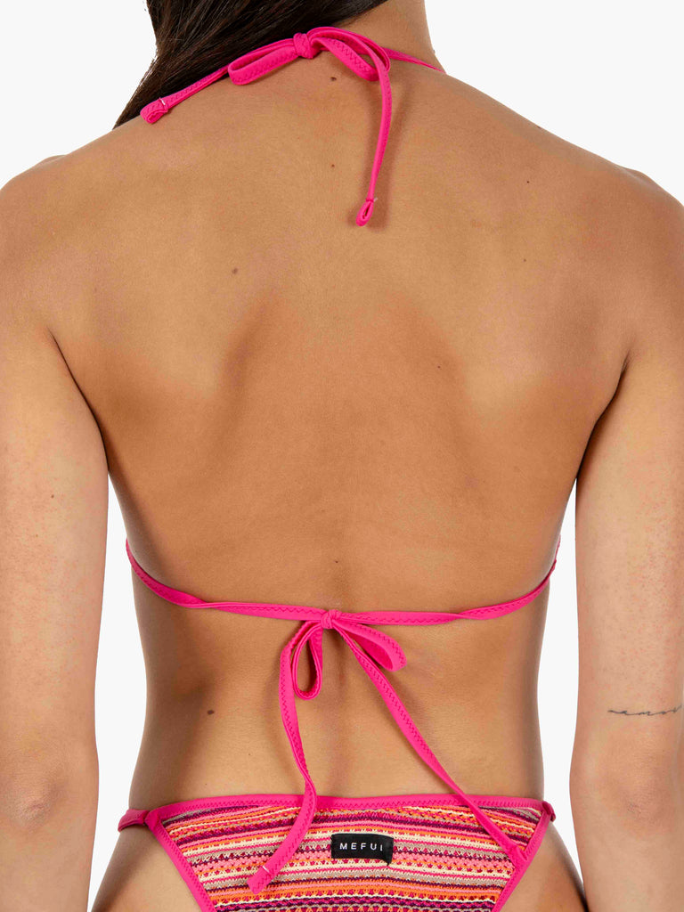 ME-FUI - Bikini in maglia a righe fuxia