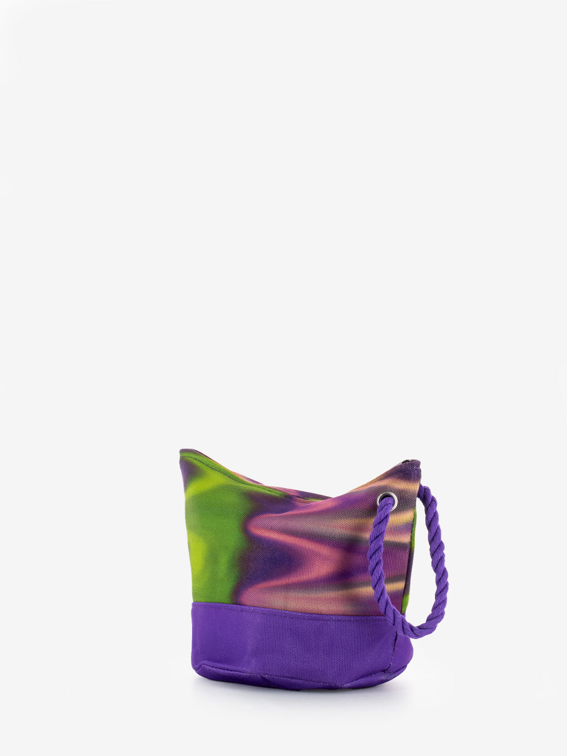 Green/purple patterned clutch bag