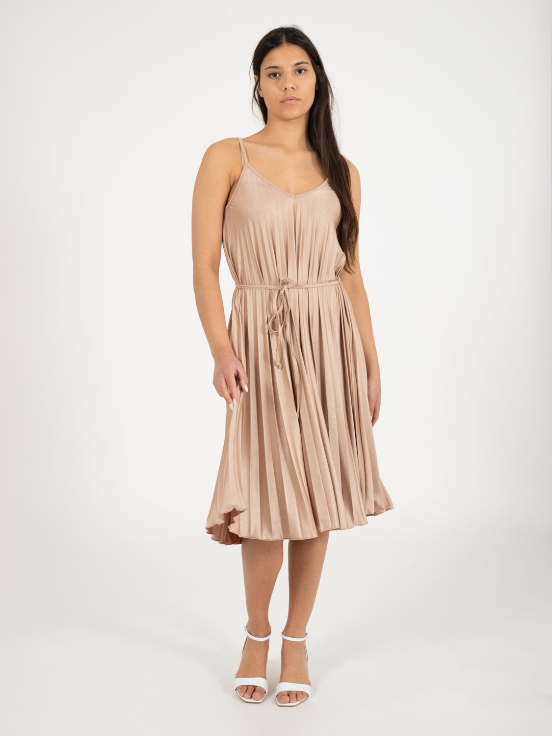 Merci - Gold pleated midi dress | STIMM Merci - Gold pleated midi dress | STIMM