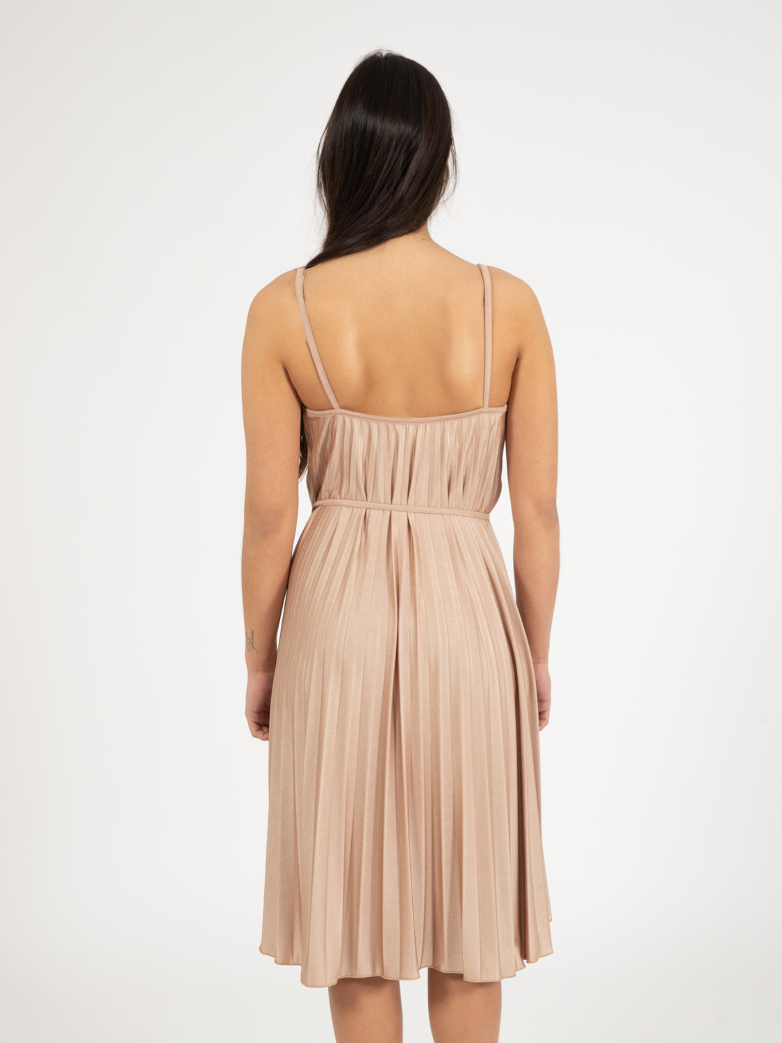 Abito midi plissettato gold