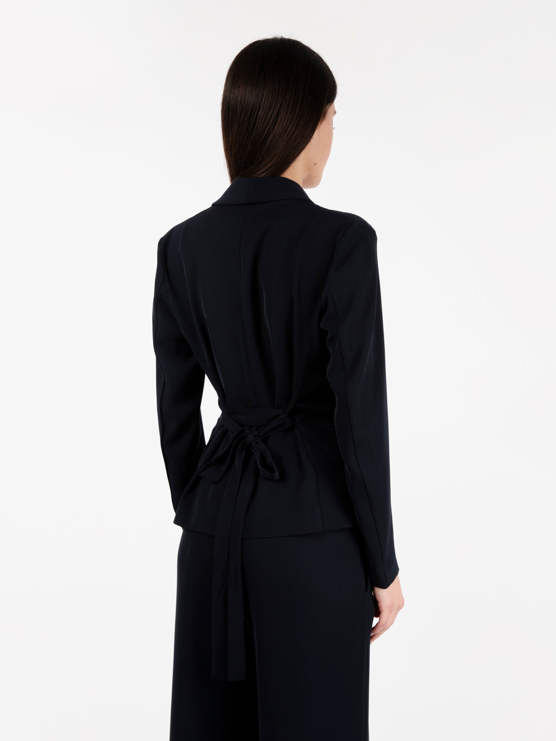 Double-breasted blazer with blue sash