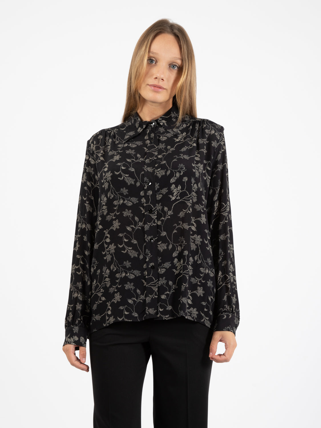 Camicia con fantasia floreale nero