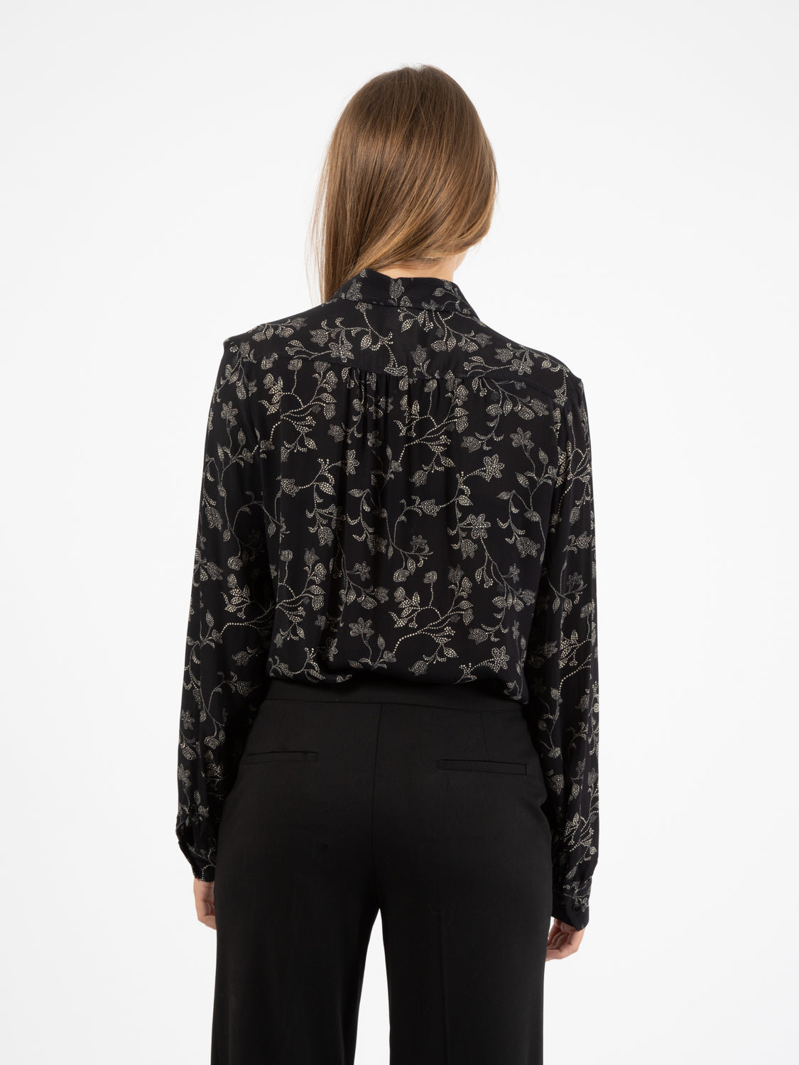 Camicia con fantasia floreale nero