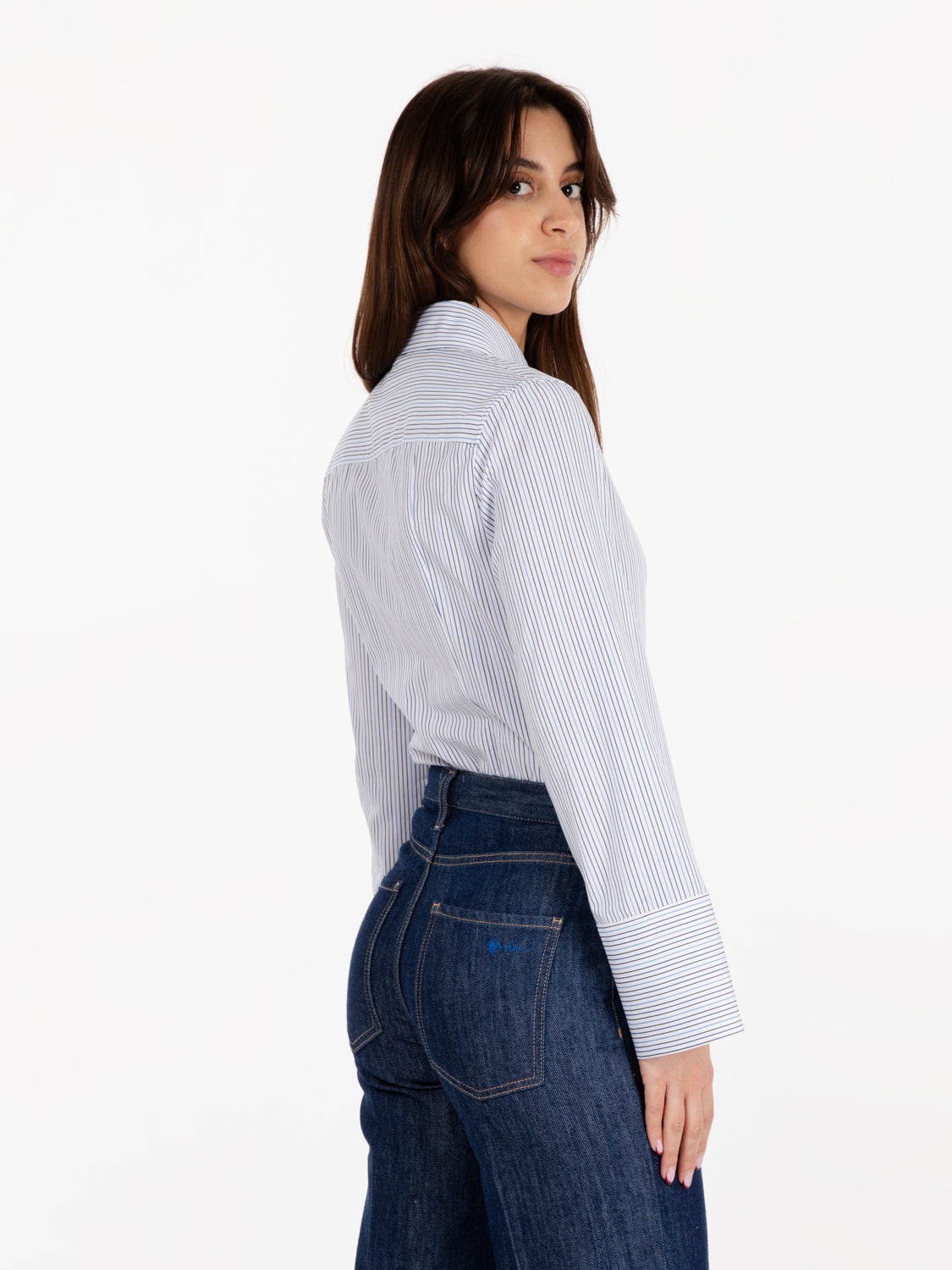 Camicia sfiancata a righe bianco / azzurro