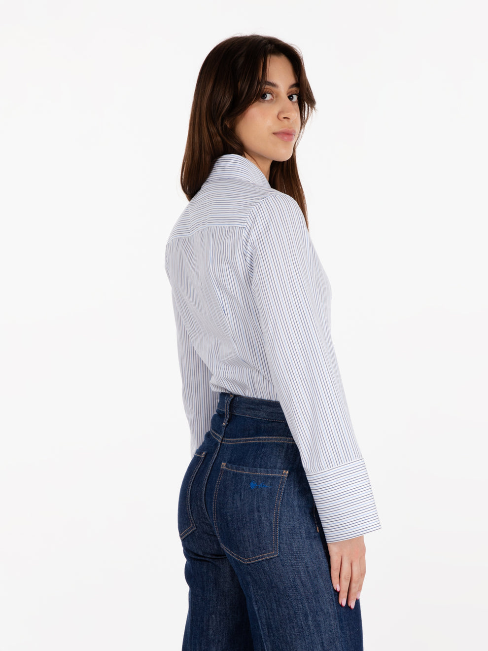 Camicia sfiancata a righe bianco / azzurro