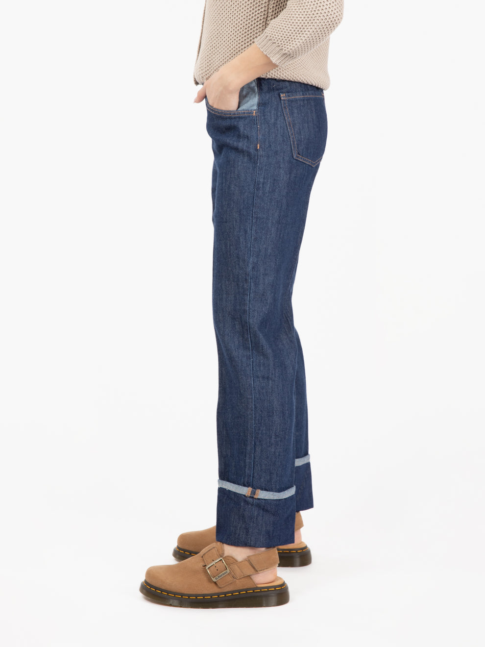 Jeans Winnie con risvolto blu