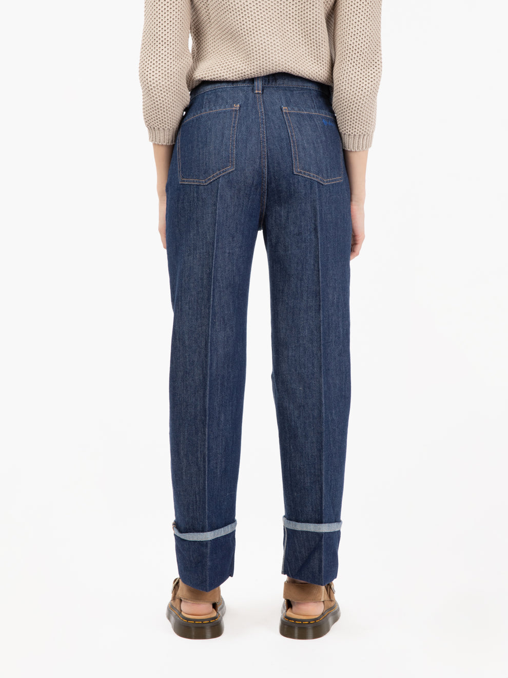 Jeans Winnie con risvolto blu