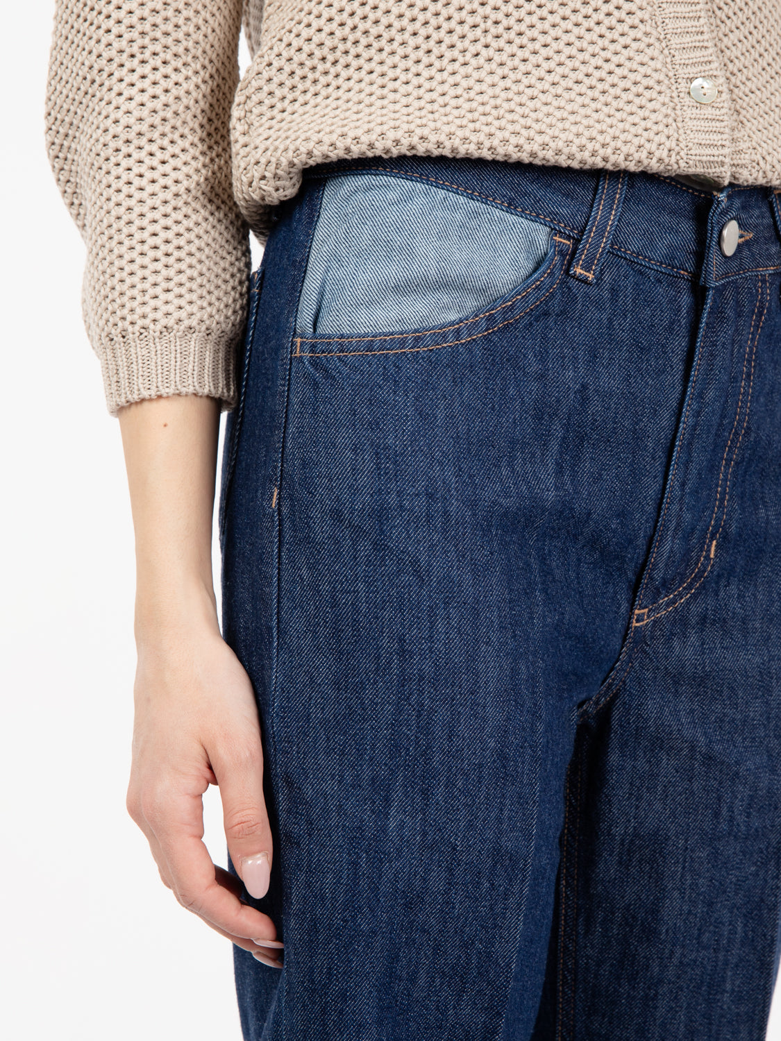 Jeans Winnie con risvolto blu