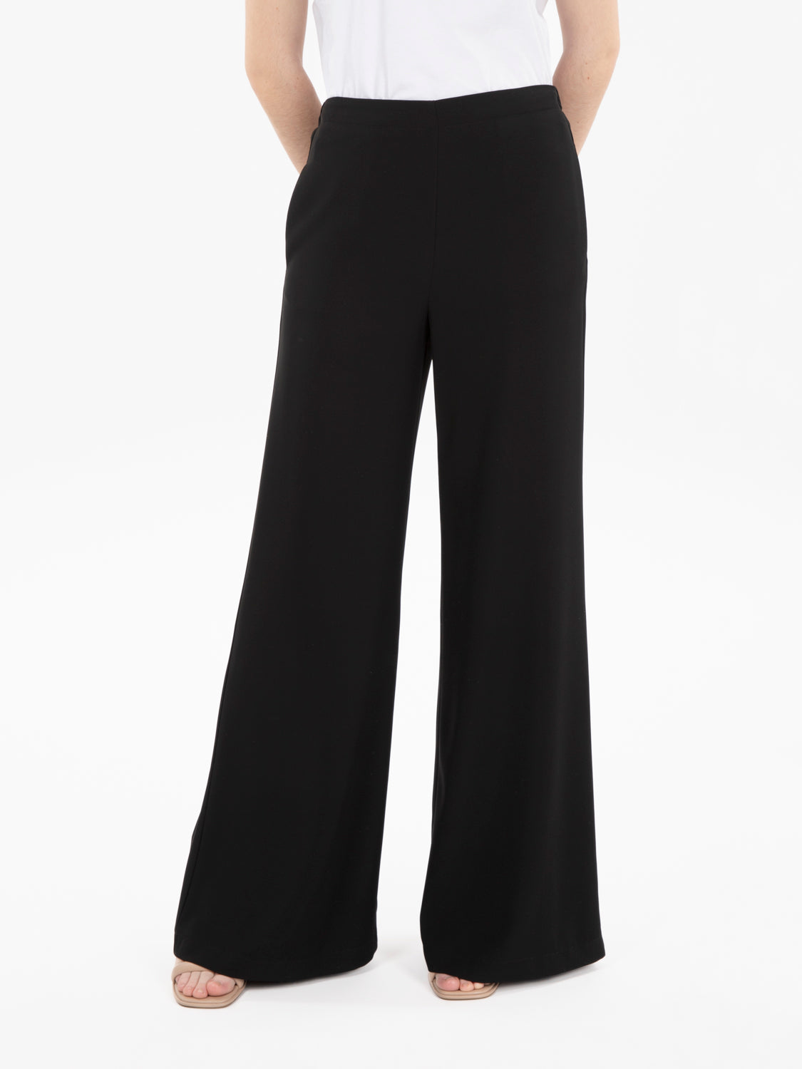 Pantalone a palazzo in cady nero