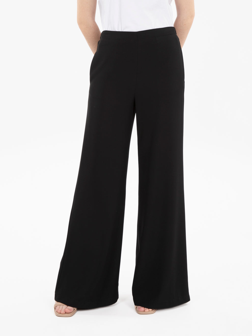 Pantalone a palazzo in cady nero