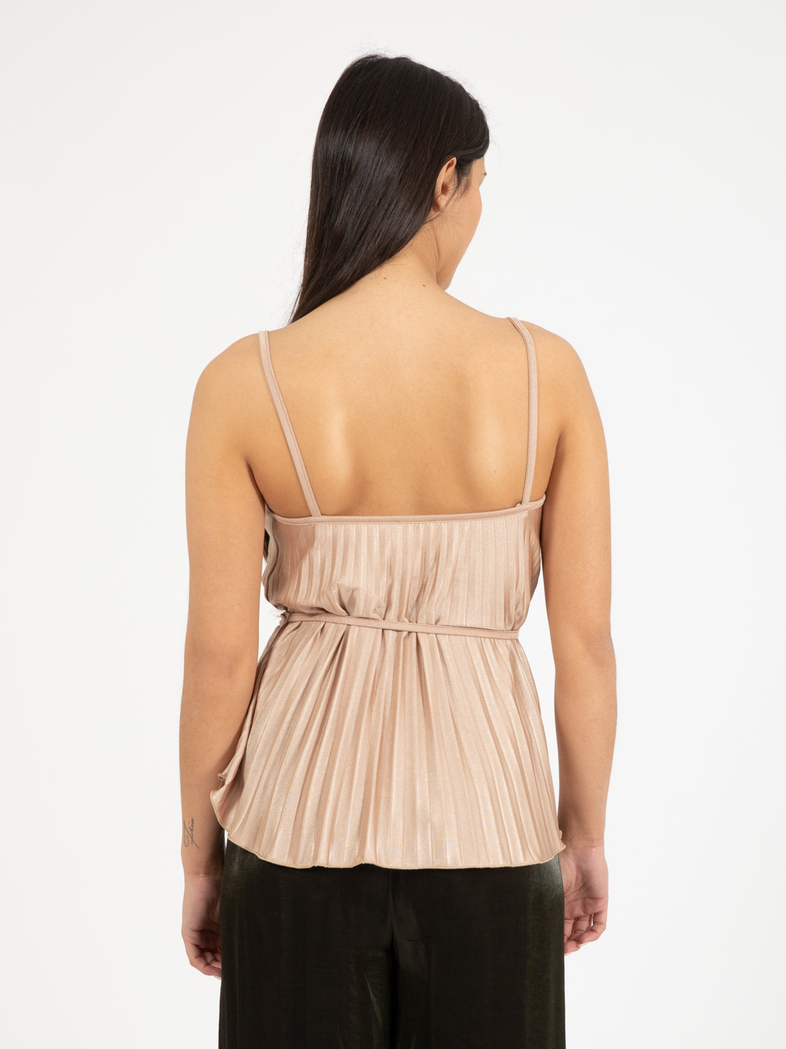 Top plissè con cintura gold