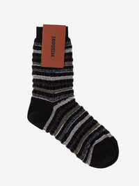 Black/multicolor striped socks