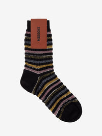 Black/Multicolor Striped Midi Socks