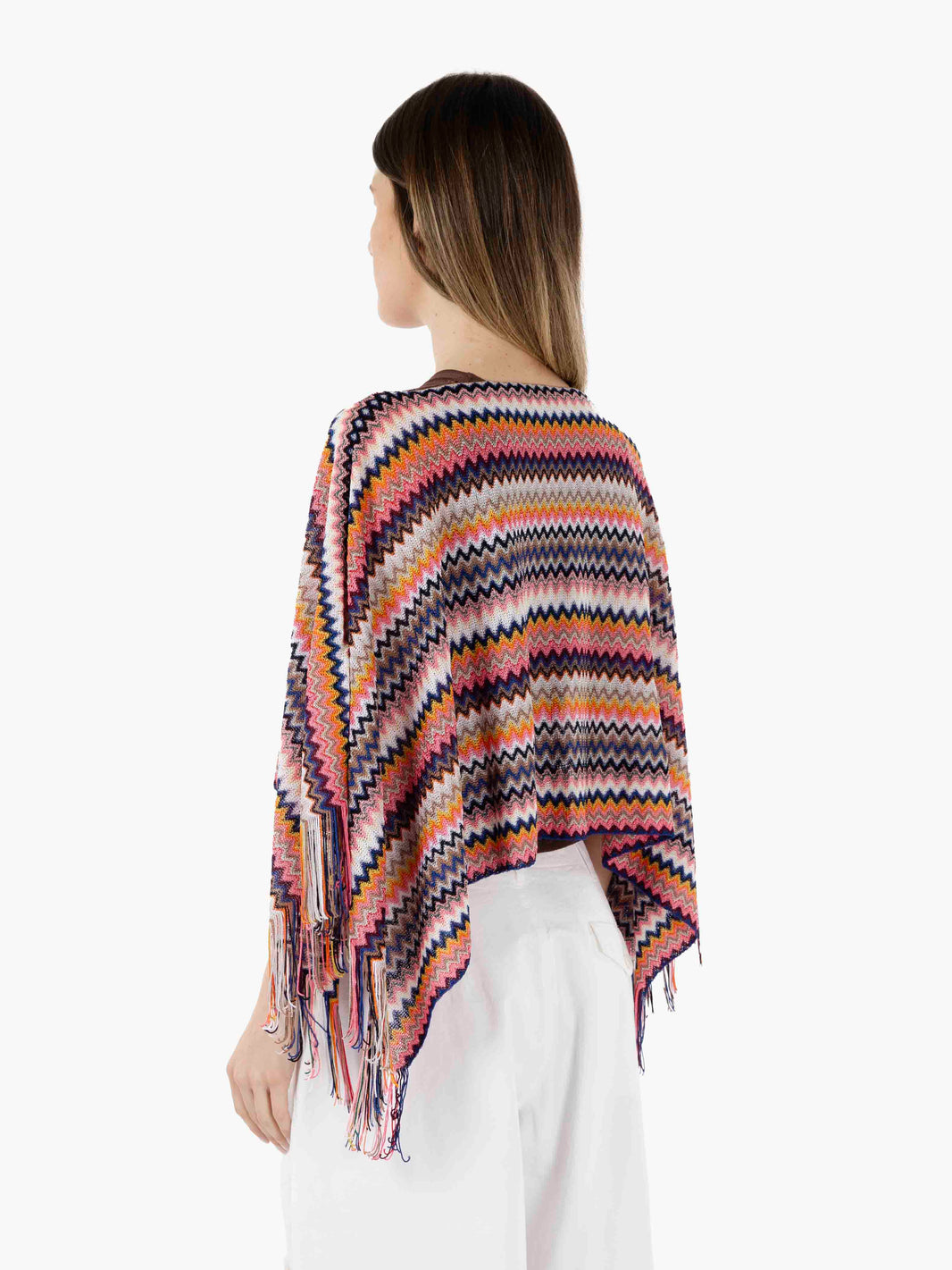 Poncho design zig zag blu / multicolor