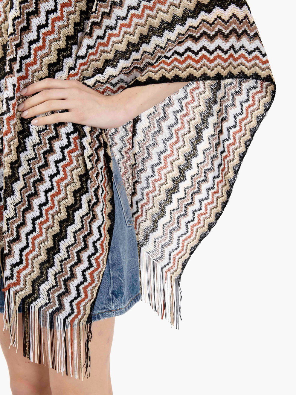 Poncho design zig zag marrone / multicolor