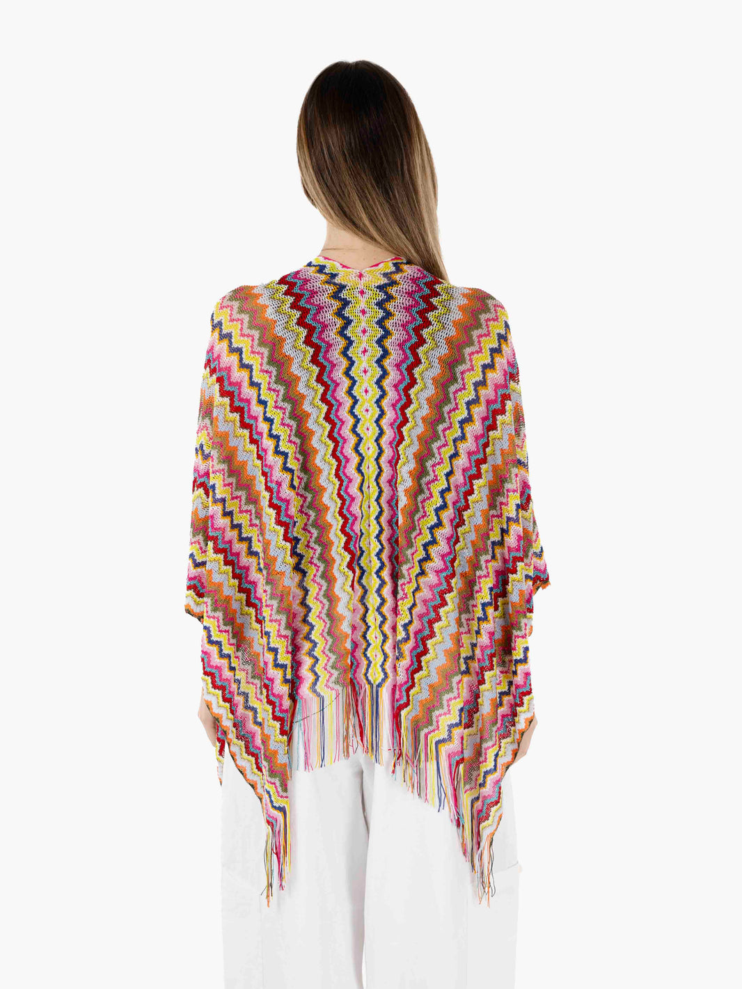 Poncho design zig zag rosa / multicolor