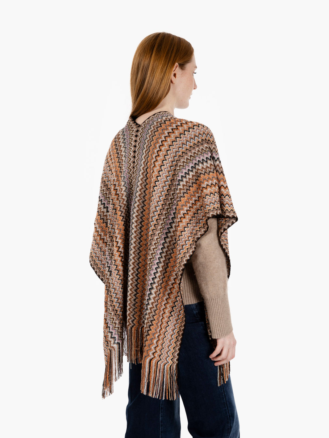 Poncho zig zag bronzo