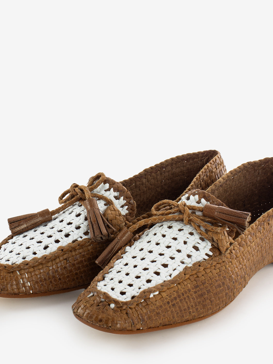 Creta Moccasins Woven Workmanship White / Hard Clay