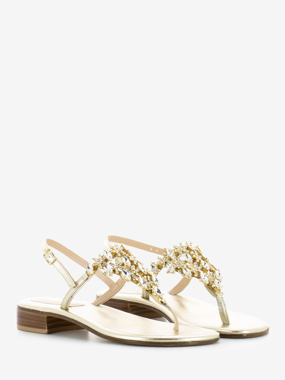 Gold/Platinum Jewel Padded Flip Flops