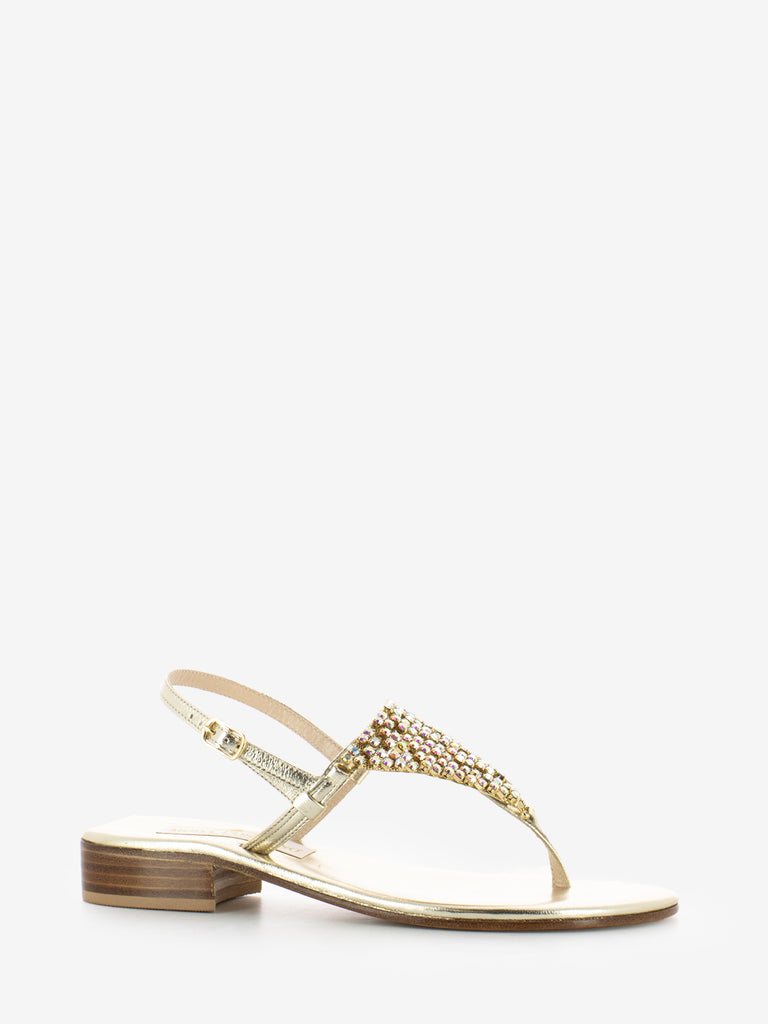 MODA POSITANO - Sandali infradito con strass platino