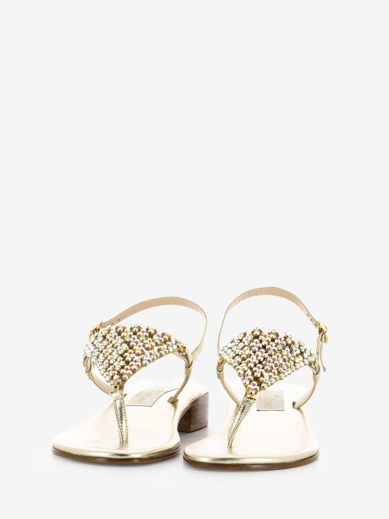 MODA POSITANO - Sandali infradito con strass platino