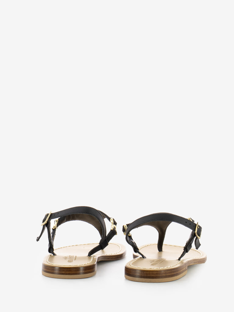 MODA POSITANO - Sandali infradito in pelle nero
