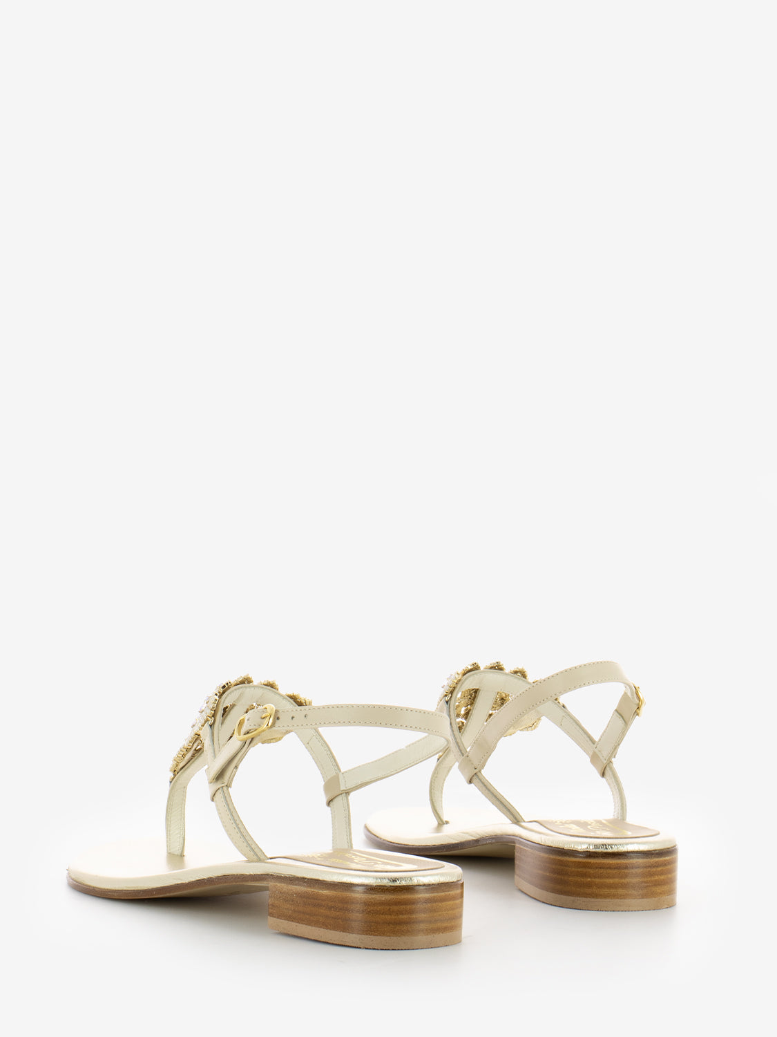 Natural flip flop sandals t.30 with opals