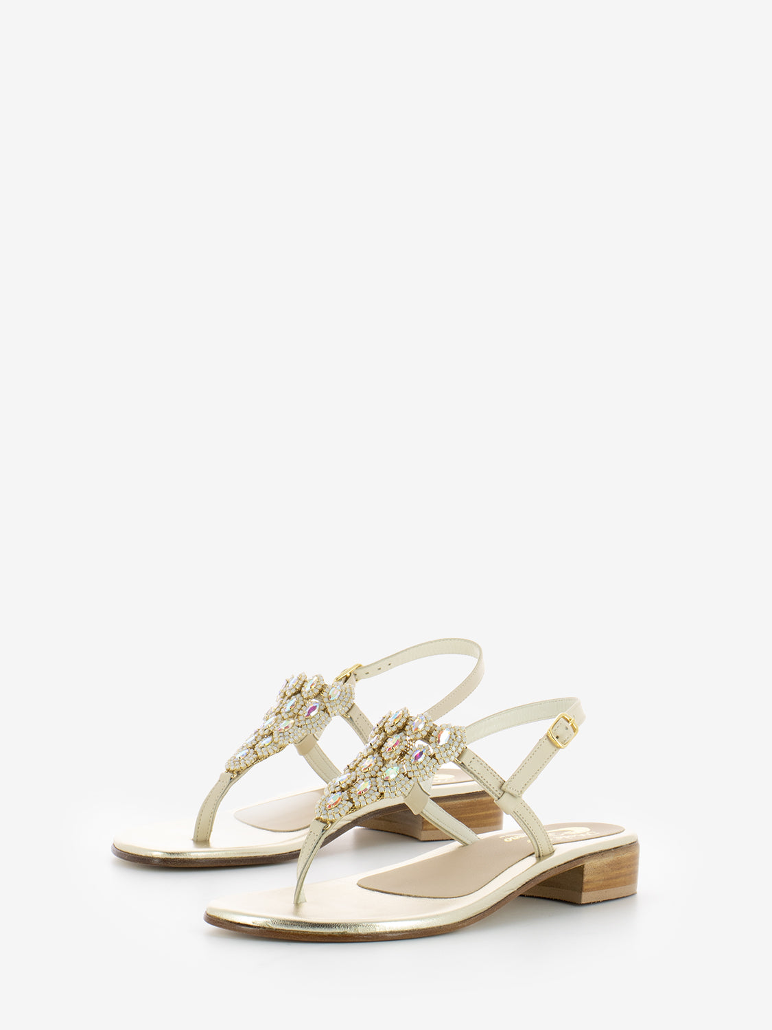 Natural flip flop sandals t.30 with opals