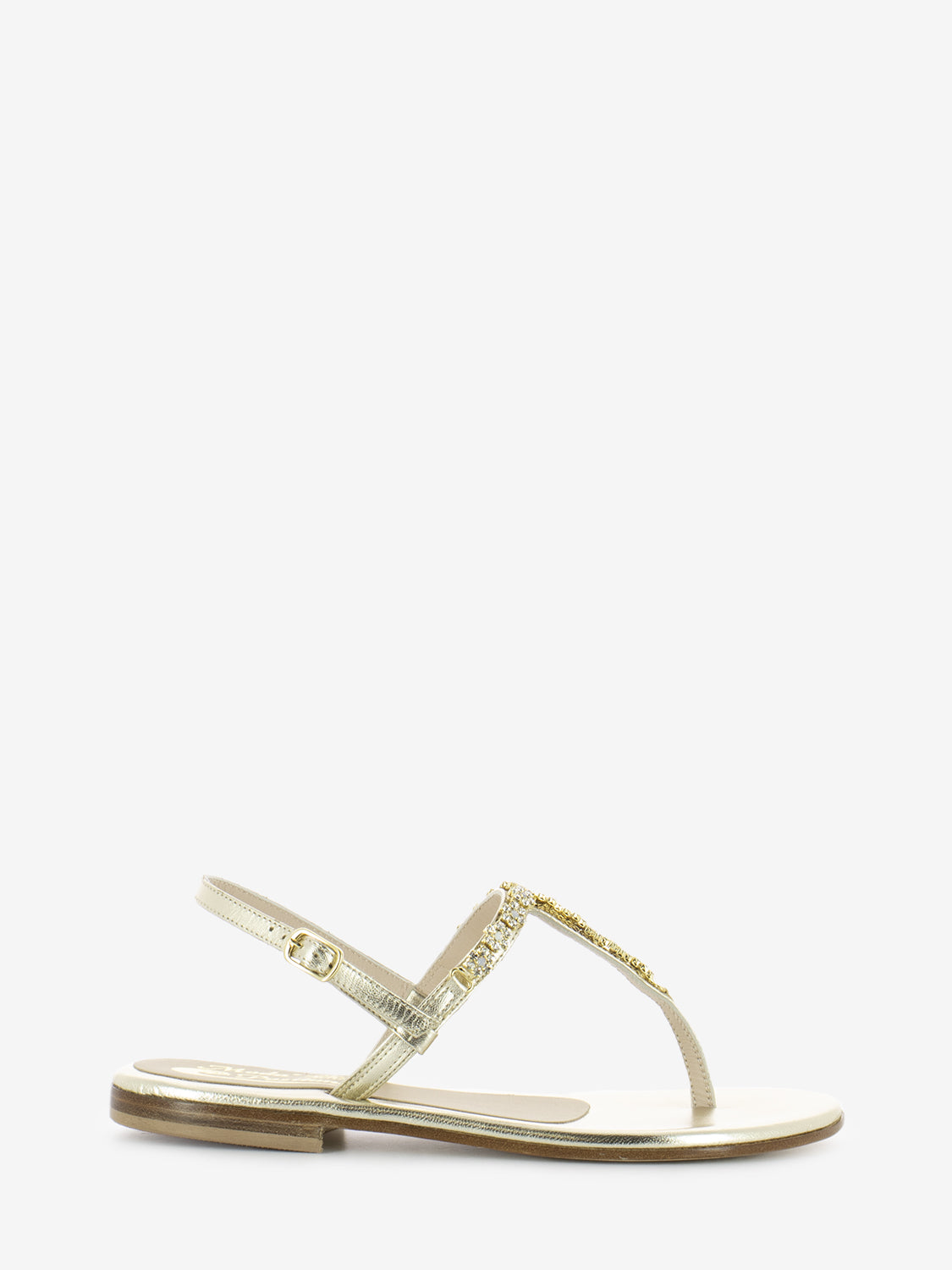 Platinum flip flop sandals t.10 with rhinestone flowers