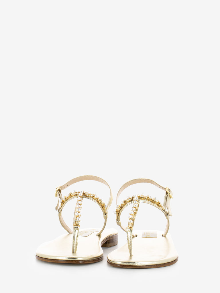 MODA POSITANO - Sandali tacco con perle argento