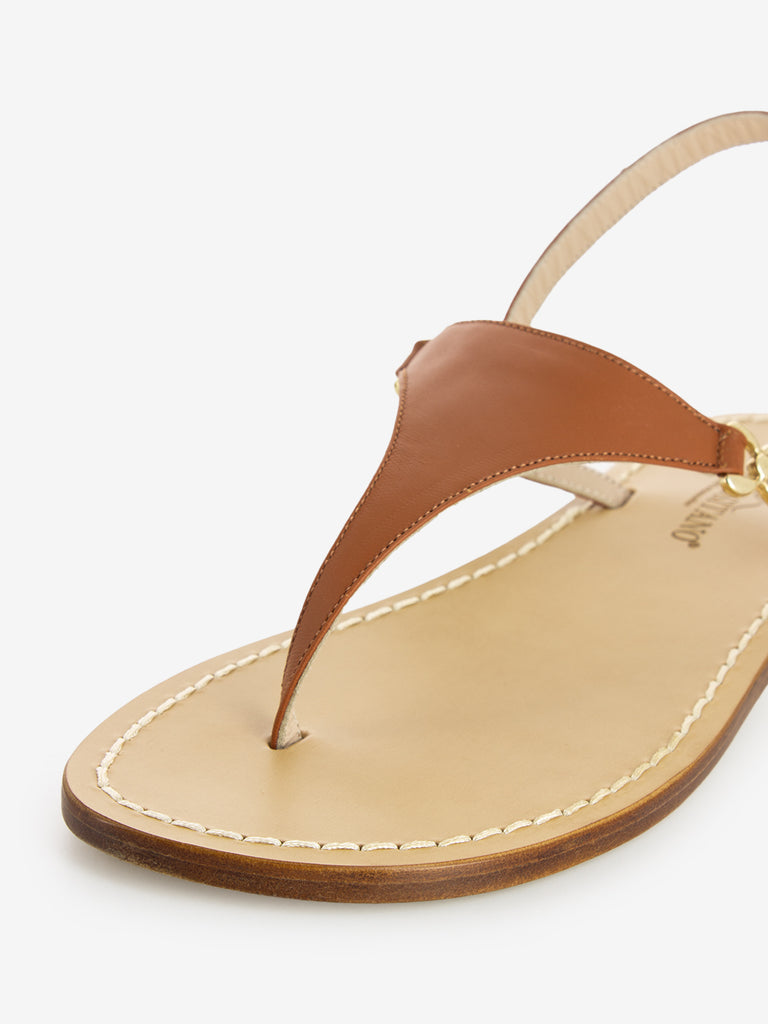 MODA POSITANO - Sandalo infradito con cinturino cuoio