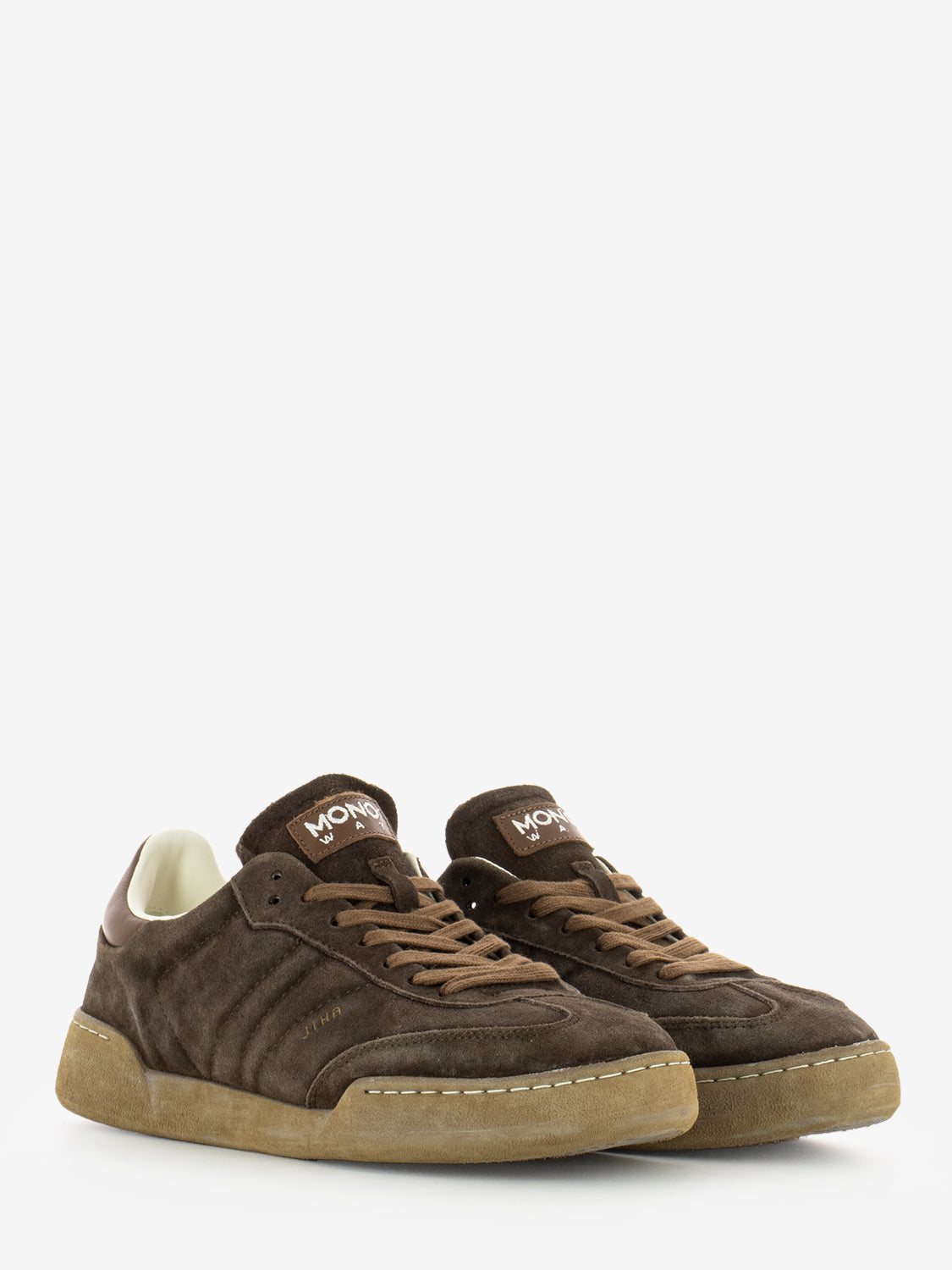 Sneakers con cuciture in camoscio moro