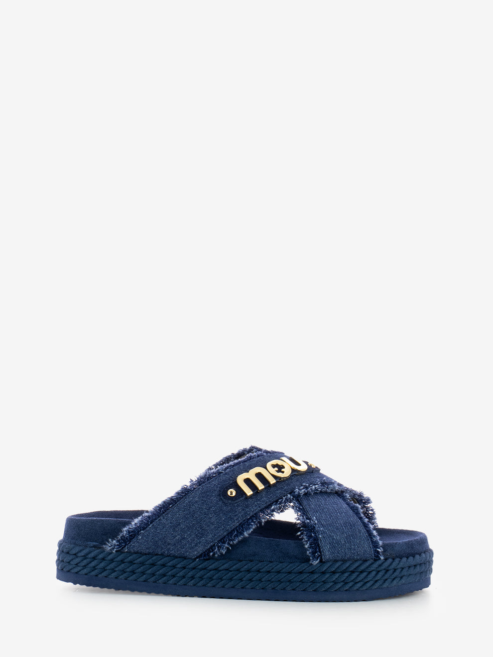 Ciabatta criss-cross denim blu