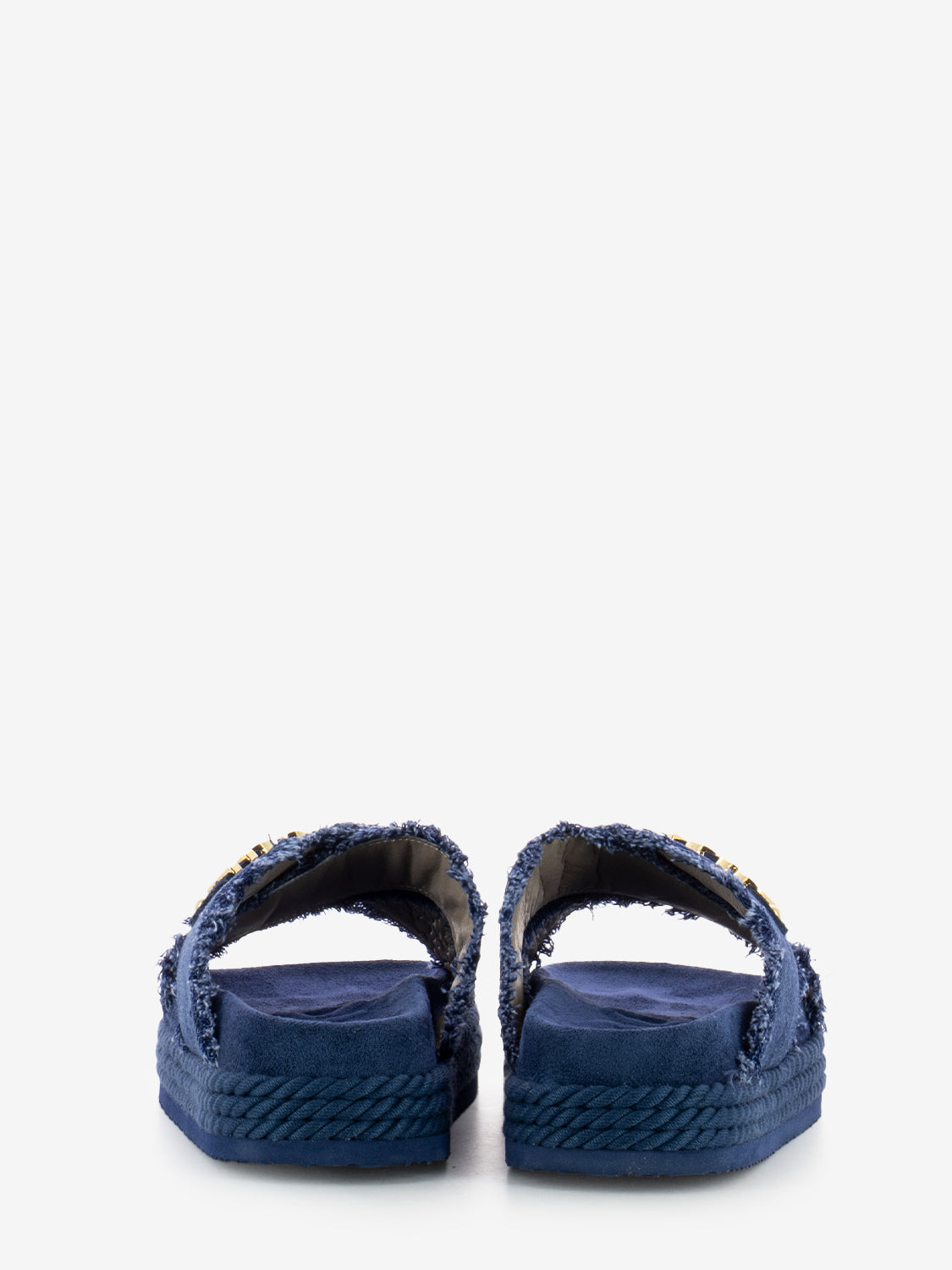 Ciabatta criss-cross denim blu