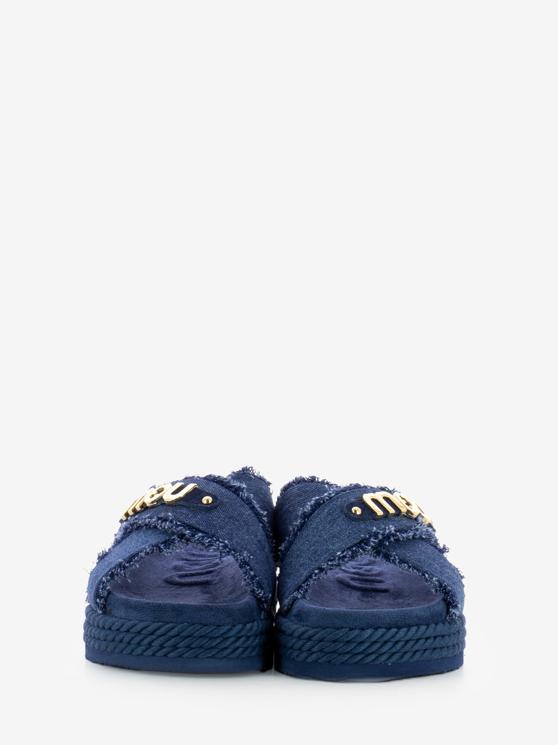 Ciabatta criss-cross denim blu
