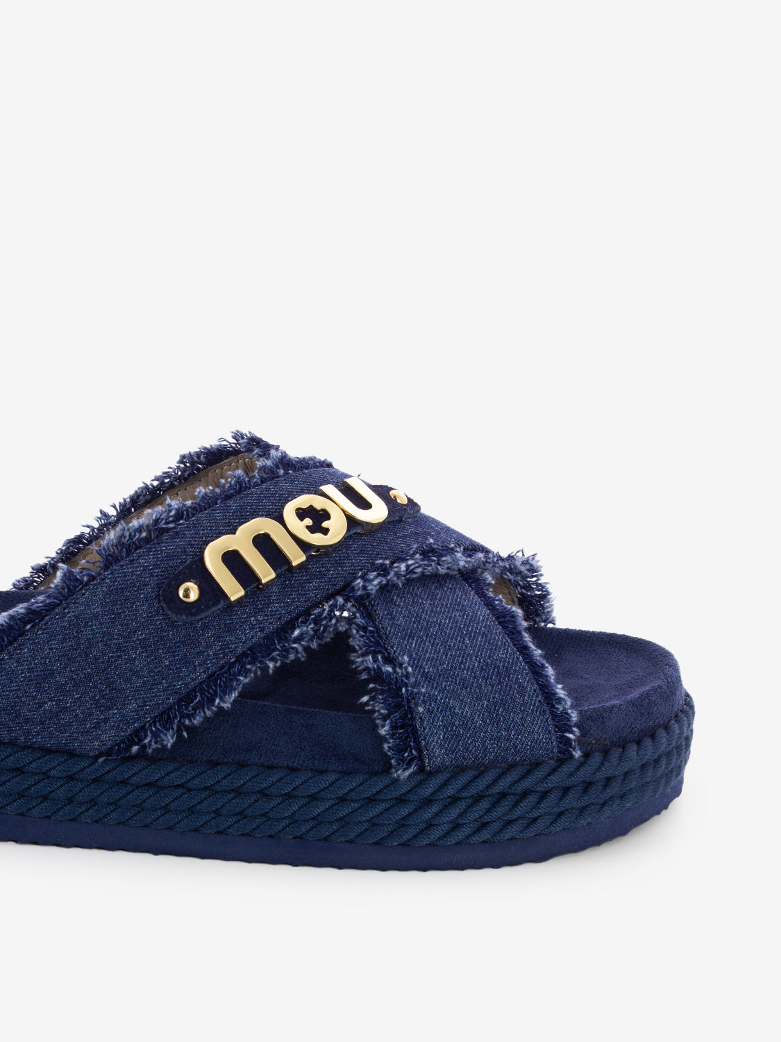 Ciabatta criss-cross denim blu