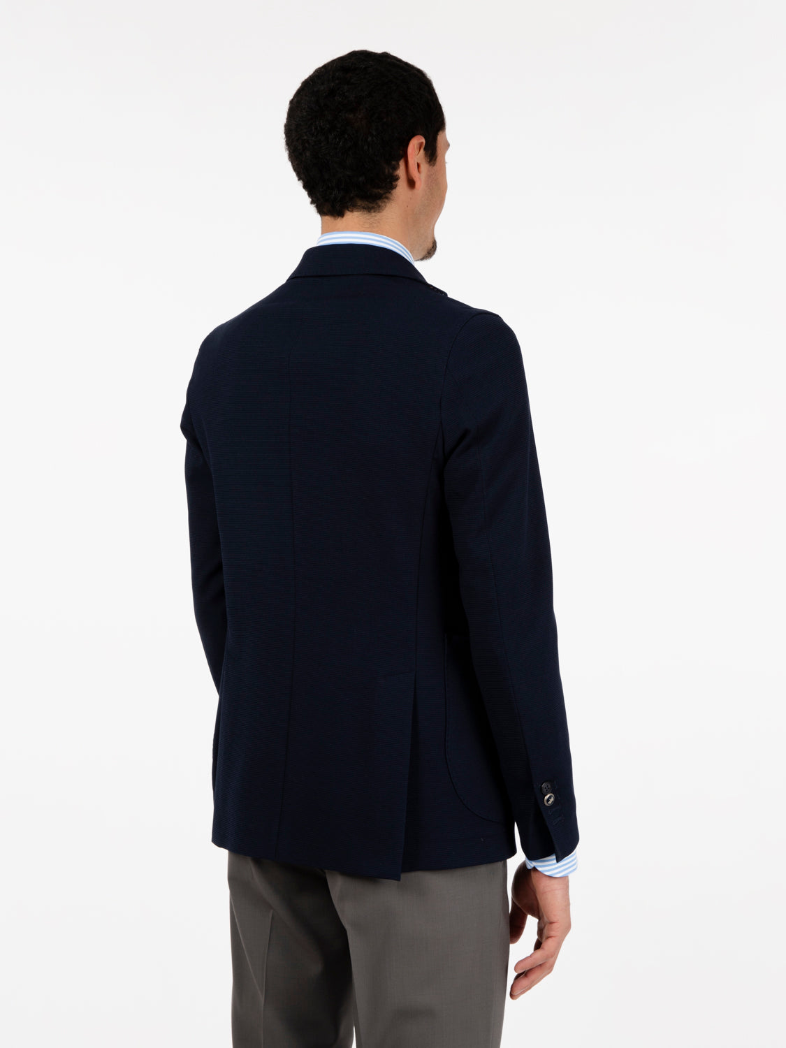 Single-breasted blue jersey blazer