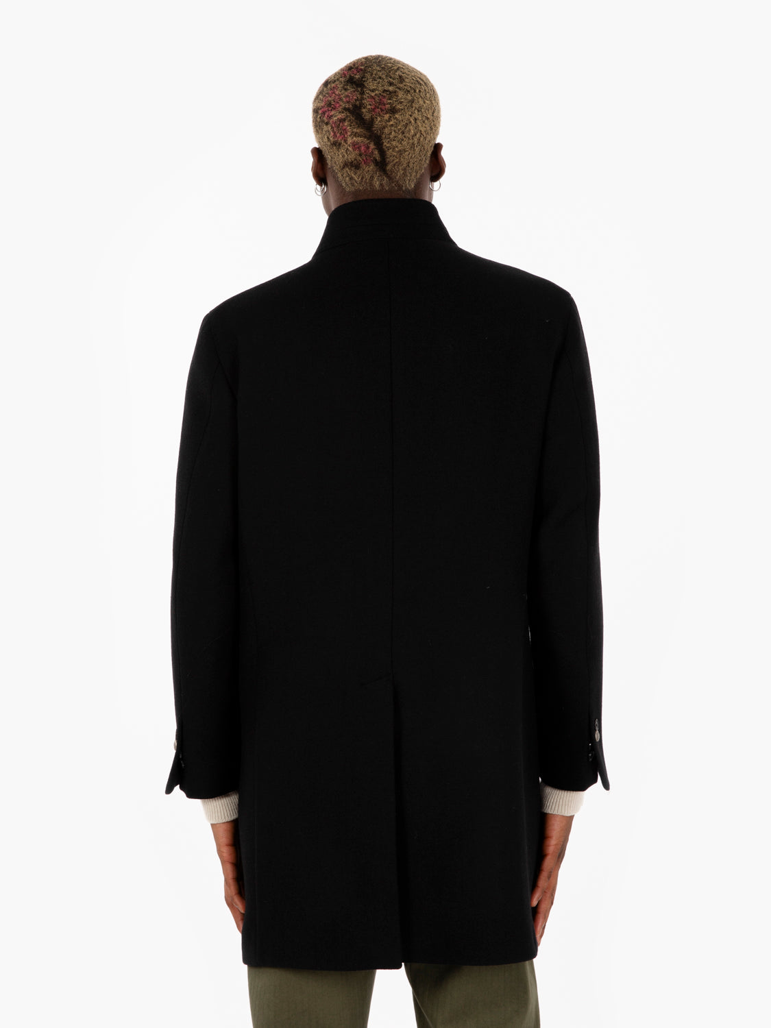 Black Pluto Stand Collar Coat