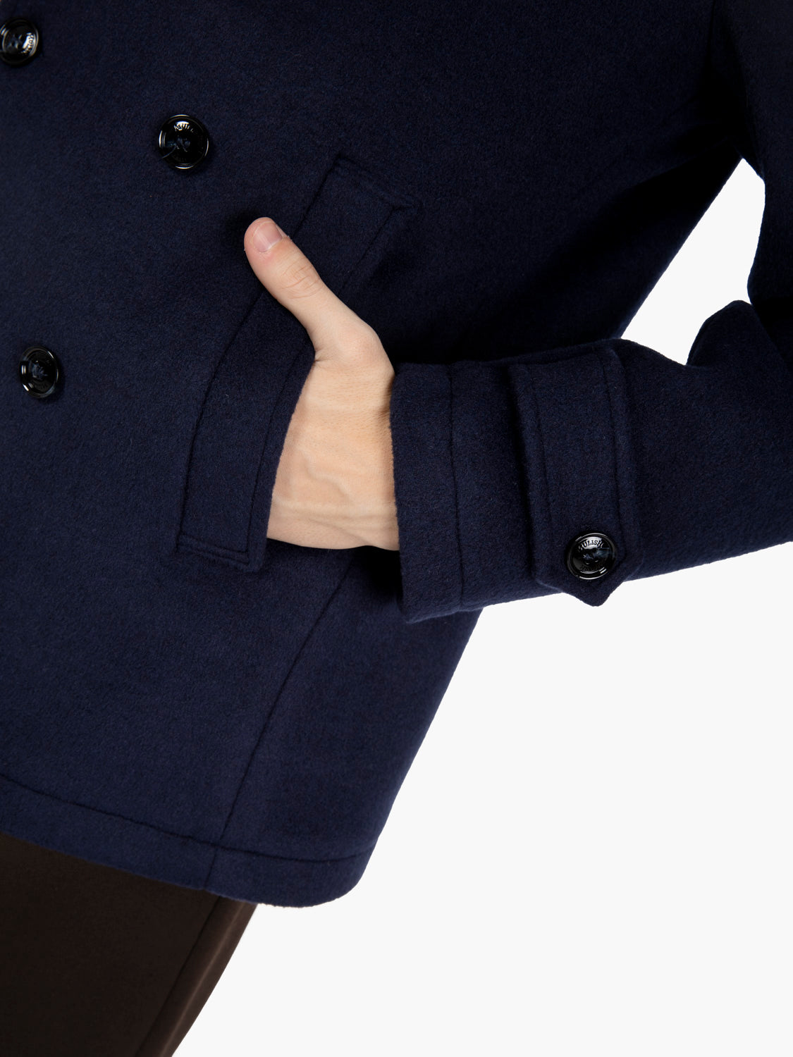 Cappotto corto doppio petto blu