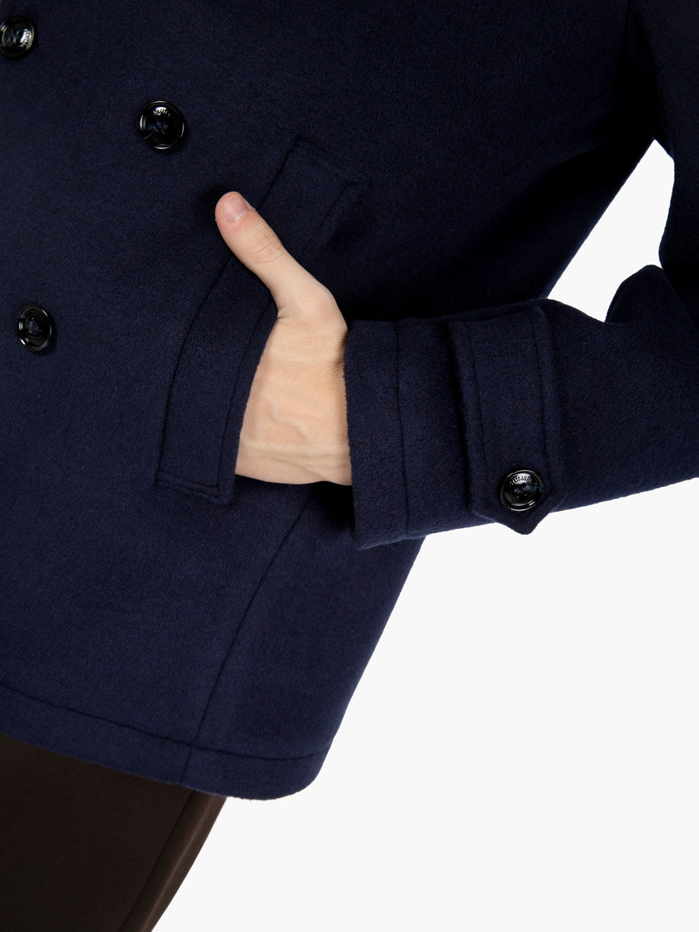 Cappotto corto doppio petto blu